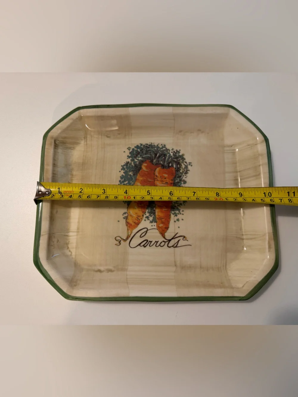 Vintage Ceramica Due Torri Carrots Ceramic Serving Platter Made in Italy Square